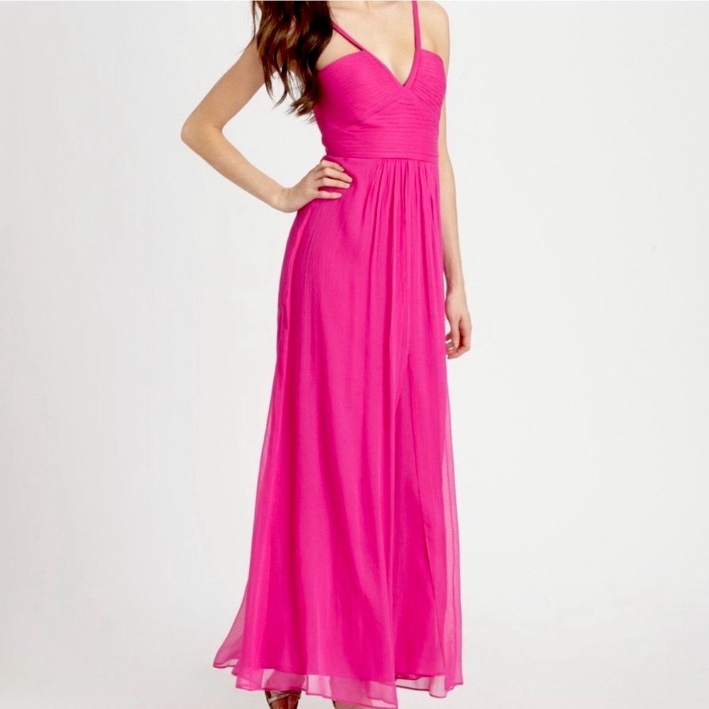 BCBGMaxAzria 100% Silk Fuchsia Gown